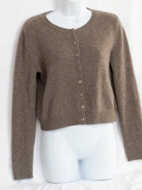Reformation Clara Cashmere Crew Cardigan Taupe Cocoa Oversized XS S Retail $198
